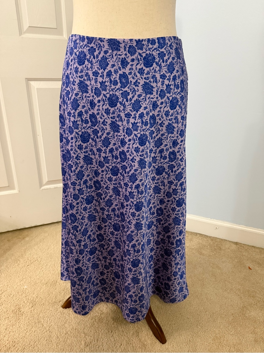 J. Crew Lavender Skirt with Blue Floral Print